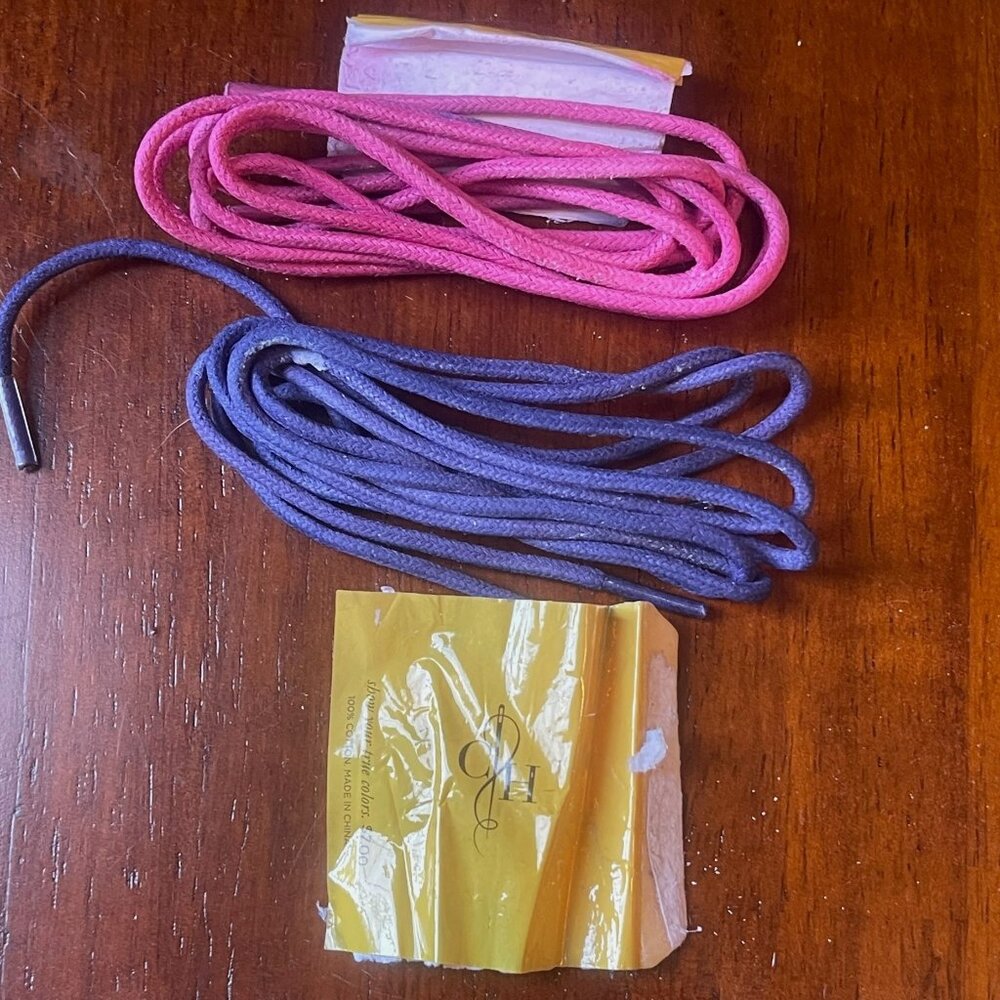 2 Pair of Cole Haan Purple and Pink Cotton 28" Replacement Shoe Laces New Preppy